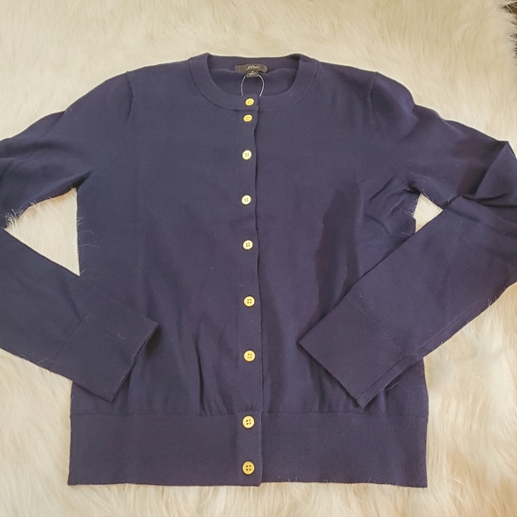 **J. Crew Button Front Navy Blue Cardigan - Picture 8 of 8